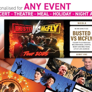Personalised Christmas Theatre Ticket | Event Ticket | Show Ticket | Surprise Voucher | concert | comedy | meal out | holiday | formula 1