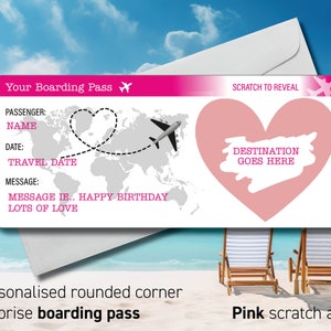Scratch Holiday Reveal Card, Surprise Scratch Card, Personalised Travel Ticket Gift, Foil Holiday Scratch To Reveal Gift Boarding Pass & Tag