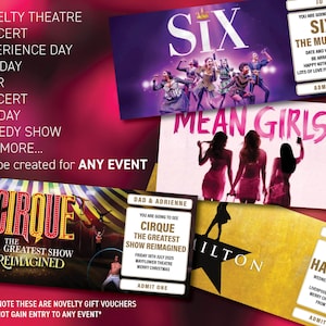 Personalised Birthday Theatre Ticket | Event Ticket | Show Ticket | Surprise Voucher | Musical Ticket | Memorabilia Souvenir Ticket Concert
