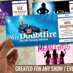 Personalised Theatre Ticket | Event Ticket | Show Ticket | Surprise Voucher | Musical Ticket | Souvenir Ticket | Concert FREE gift tag