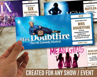 Personalised Theatre Ticket | Event Ticket | Show Ticket | Surprise Voucher | Musical Ticket | Souvenir Ticket | Concert FREE gift tag