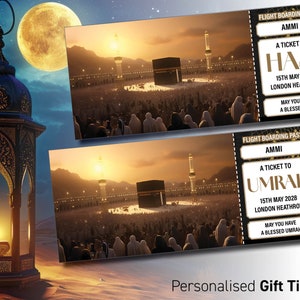Carte d'embarquement personnalisée de luxe pour la Omra, Billet-cadeau pour la Omra, Billet d'embarquement surprise pour la Omra, Billet de révélation pour la Omra, Cadeaux pour la Omra, Hajj Surprise