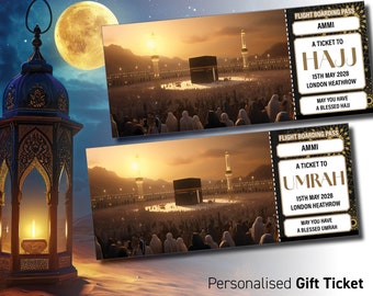 Personalised Luxury Umrah Boarding Pass, Umrah Gift Ticket, Umrah Surprise Boarding Ticket, Umrah Reveal Ticket, Umrah Gifts, Hajj Surprise