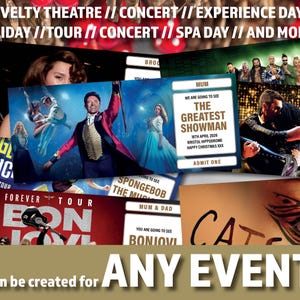 Regalo del Día de la Madre Entrada personalizada para evento de teatro Regalo para mamá Entrada para evento de espectáculo de mamá Nan Etiqueta de regalo GRATIS