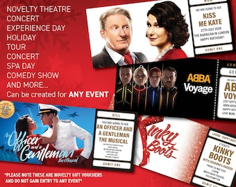 Personalised Theatre Ticket | Event Ticket | Show Ticket | Surprise Voucher | Musical Ticket | Memorabilia | Souvenir Ticket Gifts for him