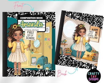 Editable Composition Notebook Cover Template | First Day of School | Back to School Canva Template | Personalized Printable School Supplies