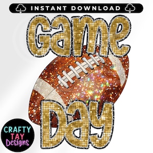 Spieltag Fußball PNG | Pailletten-Glitter-Fußball-Sublimationsdesign | Digitaler Download für Shirts, Becher & Cricut Craft | Herbst Sport PNG