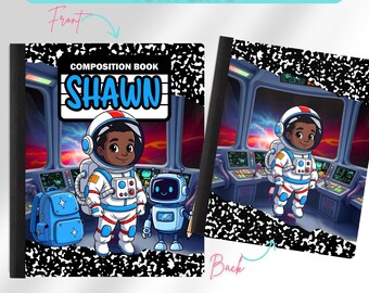 Future Astronaut Custom Notebook Cover | Editable Canva Template | composition book Design | Personalized Notebook Personalized for Boys