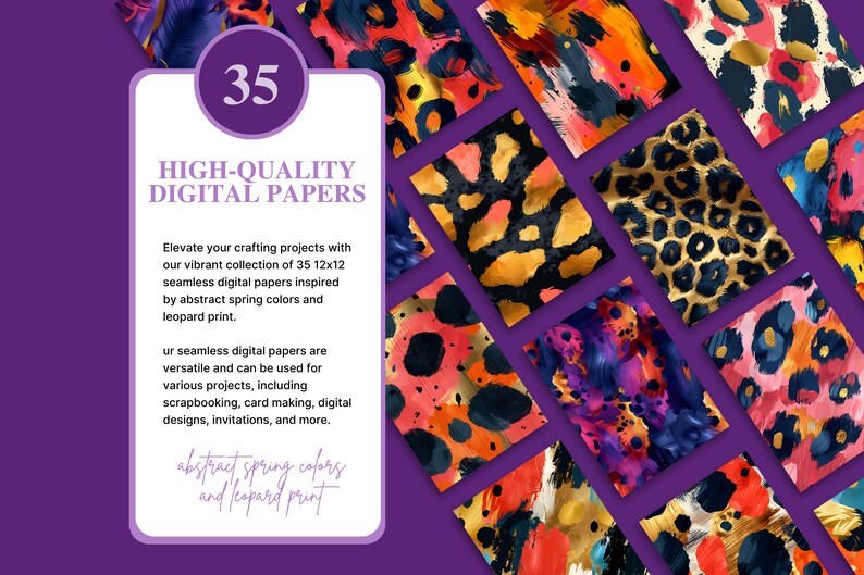 Abstract Leopard Print Digital Paper Pack 35 Seamless Spring Colors ...