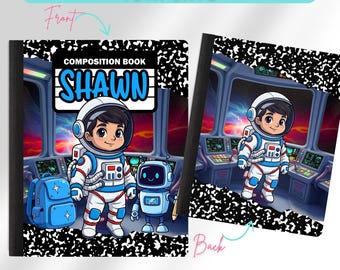 Future Astronaut Custom Notebook Cover | Editable Canva Template | composition book Design | Personalized Notebook Personalized for Boys