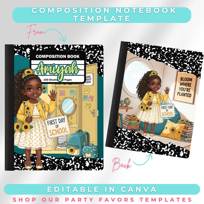 Editable Composition Notebook Template Bundle – 4 Cute Back-to-school ...