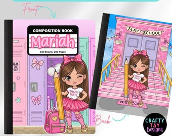 Editable Composition Notebook Cover Template | “Smarty Pants” Girl | Back to School Canva Template | Personalized Printable School Supplies