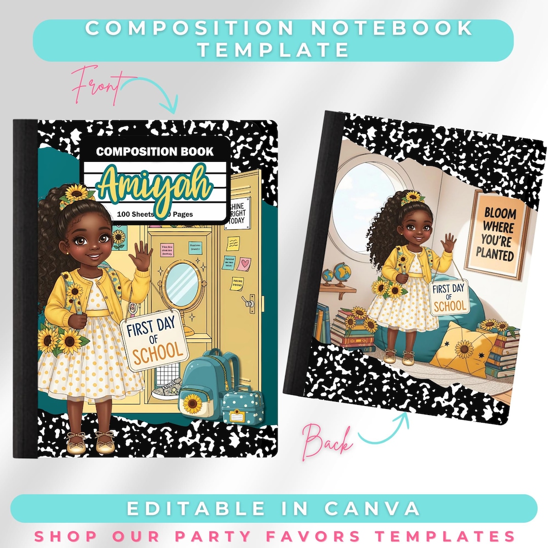 Editable Composition Notebook Cover Template | First Day of School ...