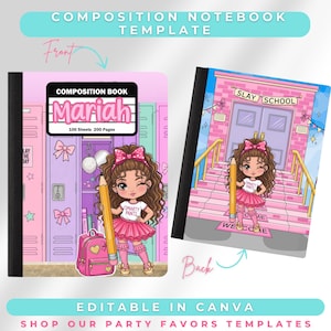 Editable Composition Notebook Cover Template | “Smarty Pants” Girl | Back to School Canva Template | Personalized Printable School Supplies