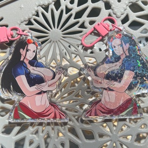 Holographic flowers / Robin Anime Acrylic keychains 3D Epoxy charm