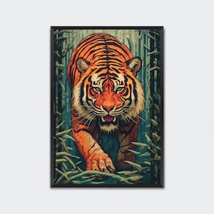 Tiger im Dschungel Wand Kunstdruck Illustration Druckbare Malerei Digitales Poster