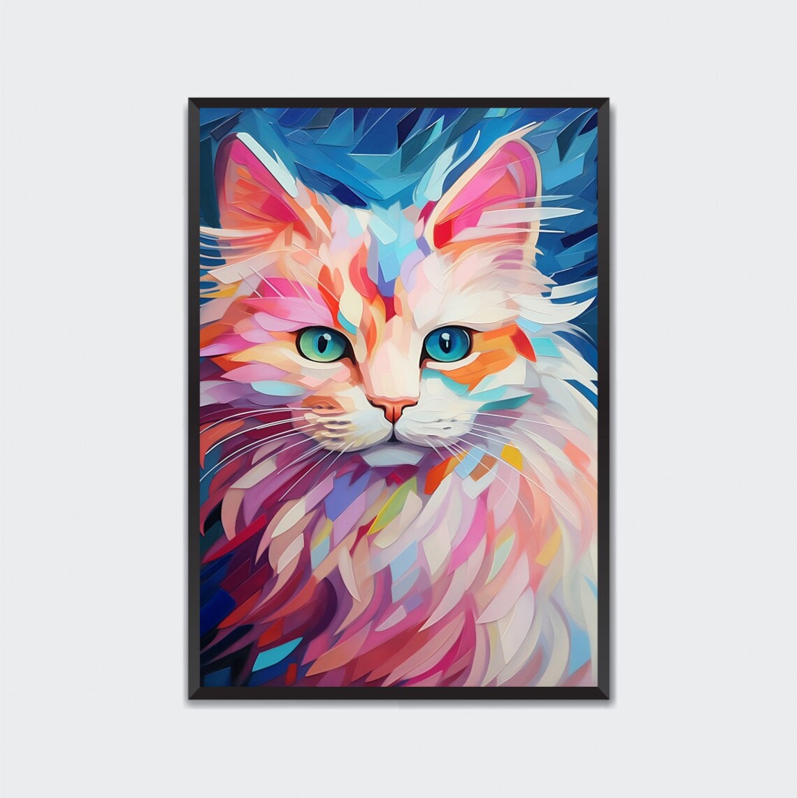 Abstract Cat Wall Art Print Illustration Printable Painting Digital ...
