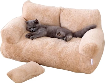 Canapé-lit de luxe ultra-doux pour chat et chien - Nid douillet en peluche pour petits chiens, chiots et chats, lit confortable
