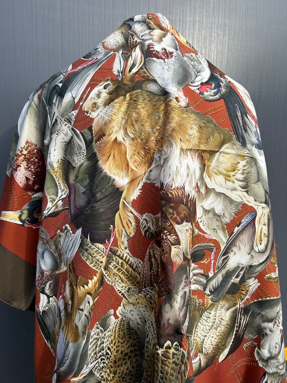1966 Hermes “Gibiers” Game Birds and Animal Scarf… - image 2