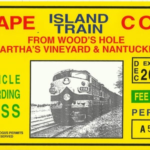 Vintage Cape Cod Bogus Permit Sticker: Island Train Vinyl Decal