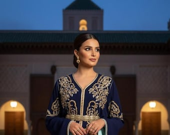 Luxury Moroccan Bridal Kaftan Takchita | Hand Embroidered Wedding Dress (Custom Made)