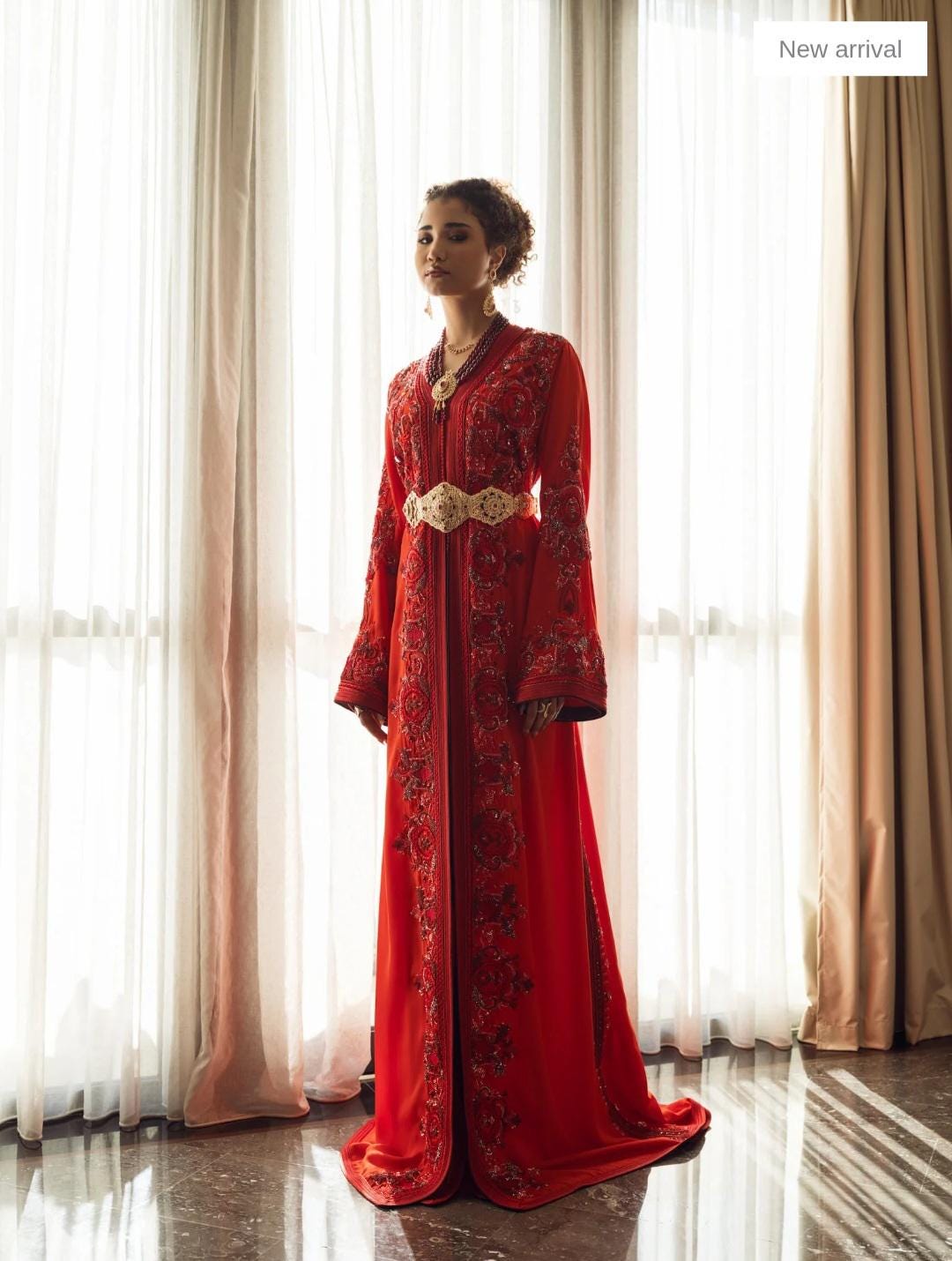 Luxury Moroccan Bridal Kaftan Takchita | Hand Embroidered Wedding Dress ...