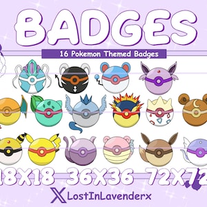 16 Pokeball sub/bit badges!
