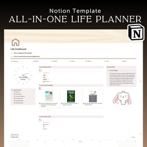 Notion Template, All-In-One Life Planner, Minimalistic Planner