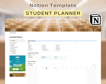 Notion Student Planner Template, Academic Planner