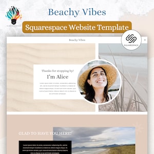 Squarespace Template, Website for Coaches, Consultants, Photographers, Service-Based Businesses, Personal and Commercial Use -"Beachy Vibes"