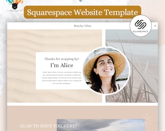 Squarespace Template, Website für Coaches, Unternehmensgründer, Fotografen, Dienstleister für den persönlichen und kommerziellen Gebrauch - ""Beachy Vibes"""