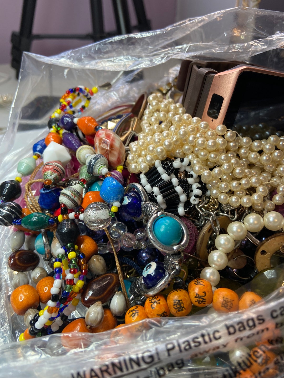 5.6 Lbs of Broken Costume Jewelry for Crafting or Repurposing. No