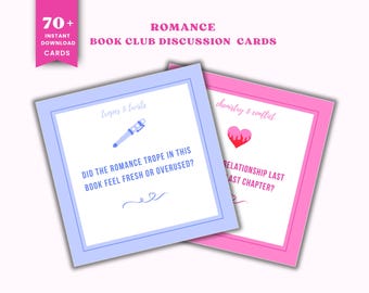 Romanze Buchklub Diskussionskarten, Romanze Trope, Buchklub Spiele, Buchklub Geschenk, druckbare Karte für Leseratten, literarische Printables