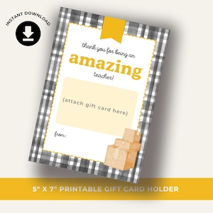 Amazing Teacher Gift Card Holder Printable, teacher gift card holder, end of year teacher gift, teacher thank you printable, Editable pdf