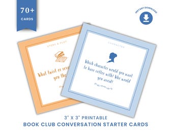 Book Club Conversation Cards, Book Club Games, Book Club Prompts, Book Club Printable, Printable Gifts for Book lovers, Book Club Discussion