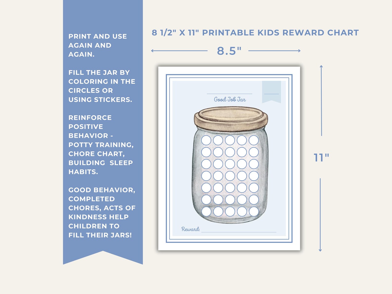 Printable Reward Chart, Good Job Jar, Positive Behavior Chart, Sticker ...