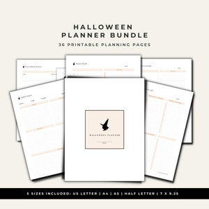 Printable Halloween Planner Bundle, Halloween PDF insert, Costume Planner, Halloween Budget and Meal Plan, Halloween Party, undated calendar