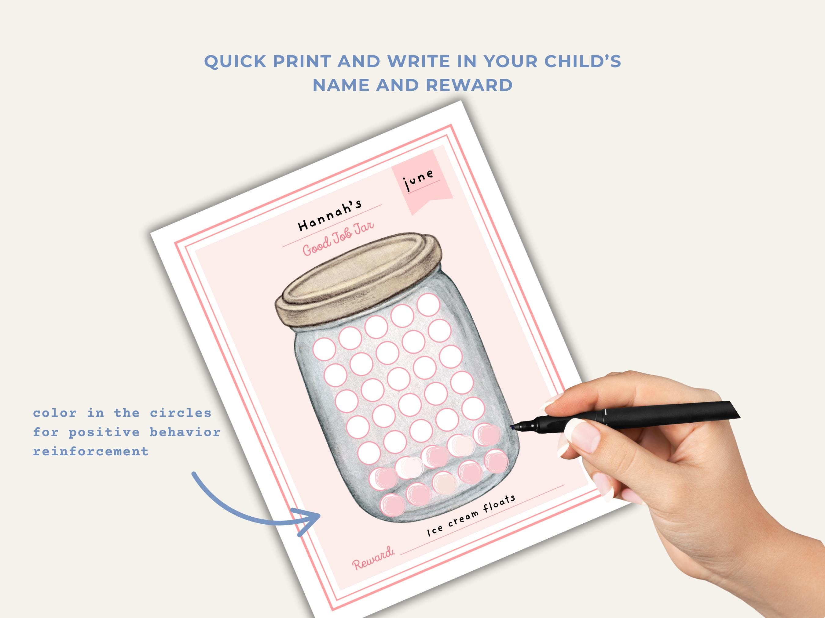 Printable Reward Chart, Good Job Jar, Positive Behavior Chart, Sticker ...