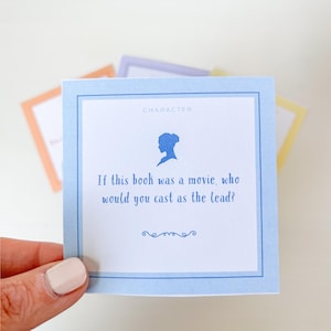 Book Club Conversation Cards, Book Club Games, Book Club Prompts, Book Club Printable, Printable Book Lover Gift, Fun Customizable Book Card