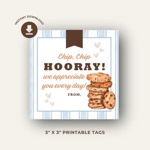 ¡Hurra! Etiqueta de agradecimiento al maestro/a para galletas de fin de año, etiqueta de regalo imprimible de 7,6 x 7,6 cm, etiqueta de galleta, etiqueta de regalo imprimible
