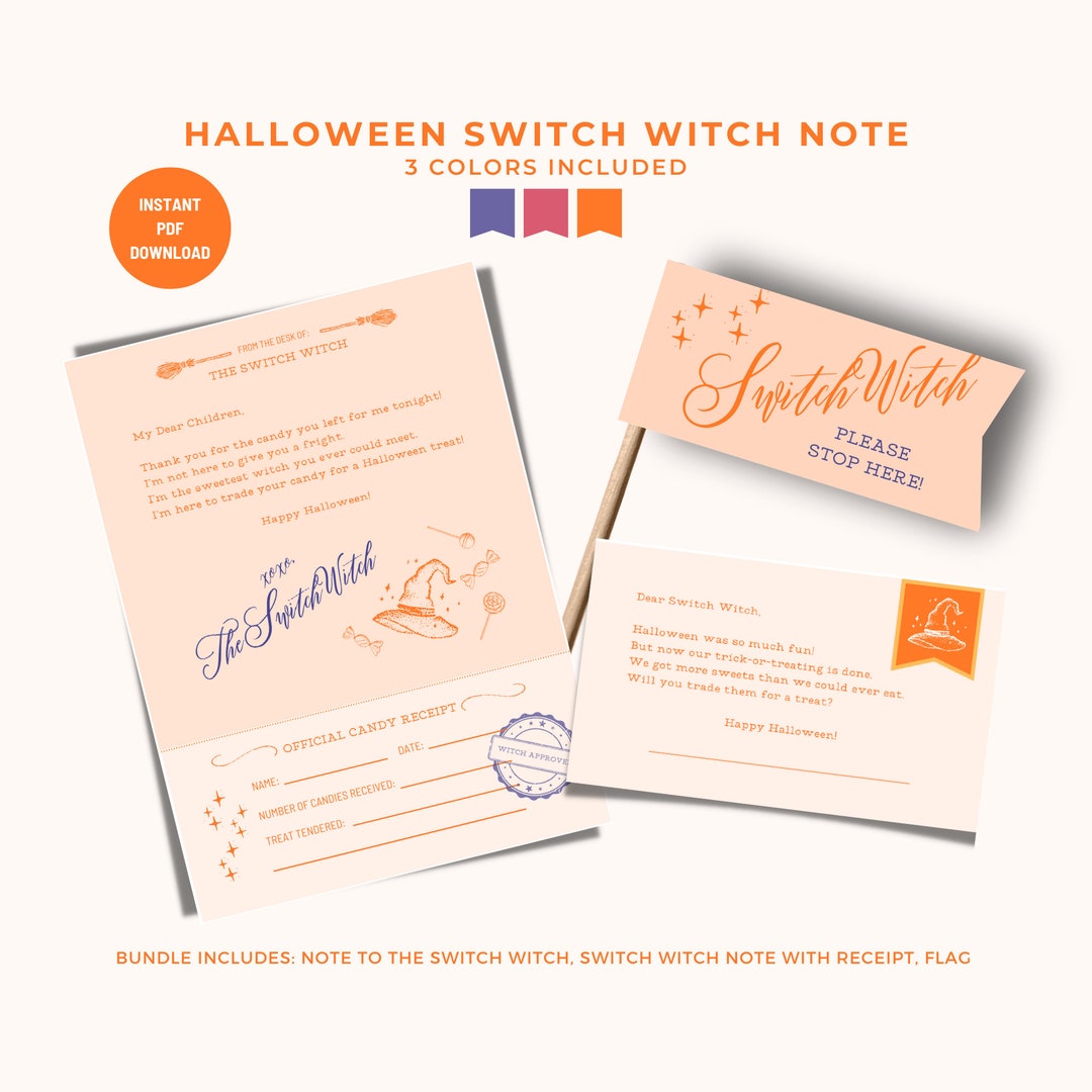 Switch Witch Letter Candy Trade, Halloween Printable Bundle, Candy Swap ...