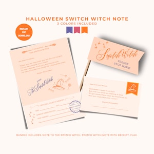 Intercambio de dulces con letras de brujas, paquete imprimible de Halloween, carta infantil con banderines de notas de intercambio de dulces, actividad de Halloween de descarga instantánea