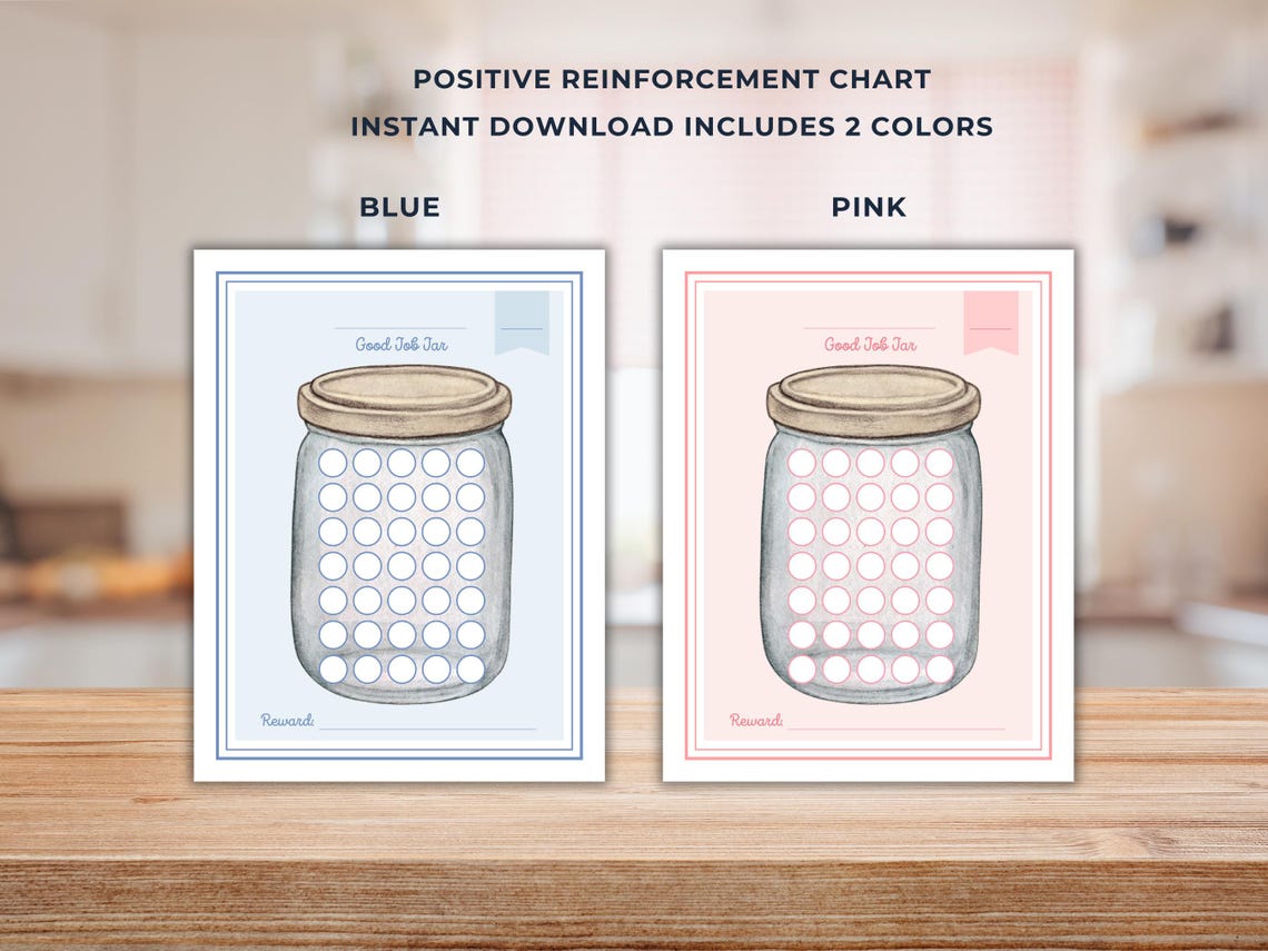 Printable Reward Chart, Good Job Jar, Positive Behavior Chart, Sticker ...