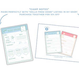 PRINTABLE Letter from Camp, Camp Note PDF Summer Camp Stationery, Kid's Camp Keepsake, Girls Camp Letter, Boy's Camp letter, sleep away Camp image 5