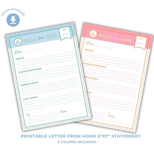 DRUCKBARE Brief von zu Hause , Lager Hinweis von zu Hause , Nachricht von Mama, Camp Stationery, Füllen Sie den leeren Brief aus, Sommer Camp Notiz , Camper Geschenk pdf