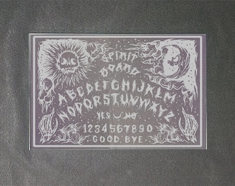 Deluxe glazen spiritboard met planchette, gotisch decor, hekserij, hekserij