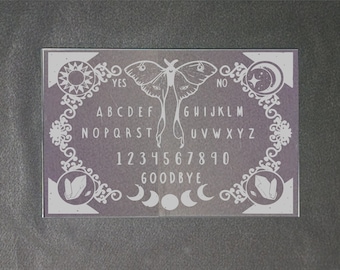 Deluxe glazen spiritboard met planchette, gotisch decor, hekserij, hekserij