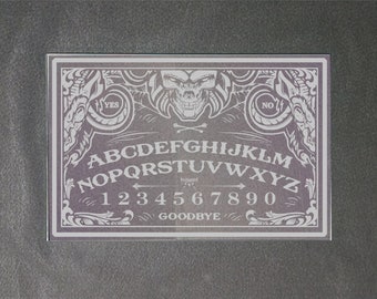 Deluxe glazen spiritboard met planchette, gotisch decor, hekserij, hekserij