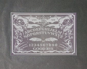 Deluxe glazen spiritboard met planchette, gotisch decor, hekserij, hekserij
