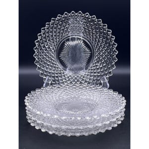 Cuatro (4) platos de ensalada transparentes Westmoreland English Hobnail